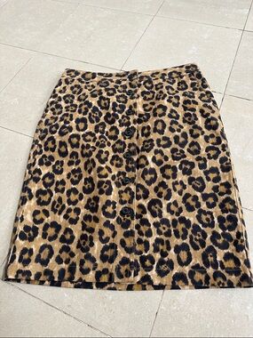 Lauren Ralph Lauren Leopard-Print Button Front Skirt - Tan & Black